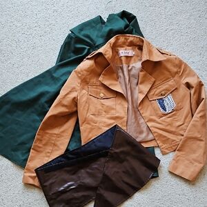 Attack On Titan 3pc Cosplay Cape Jacket Belt